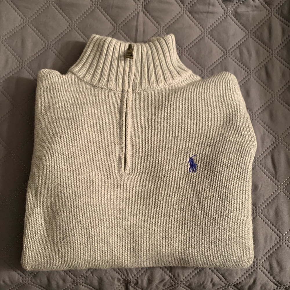 Boys M 10/12 Polo Ralph Lauren sweater. Gray is the color the logo is blue. - Picture 3 of 9